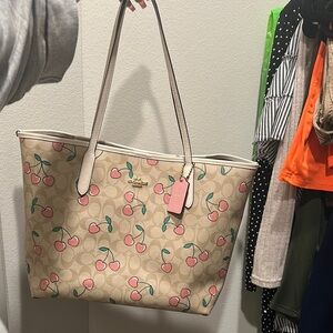 Coach Cream and Pink Floral Shoulder Bag